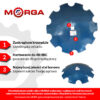 Talerz uzębiony FI-510mm, grubość 4 mm mocowanie na oś otwór 30x30 1279201020 stal borowa MORGA
